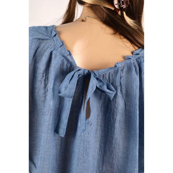 Lauren Conrad‎ women's Blue Tie-Neck Short-Sleeve Blouse size XXL - Picture 4 of 9